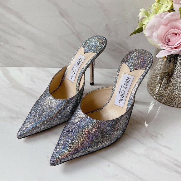 Jimmy Choo Shoes - 🆕Jimmy Choo RAV Pointed Toe Mules Silver Glitter
